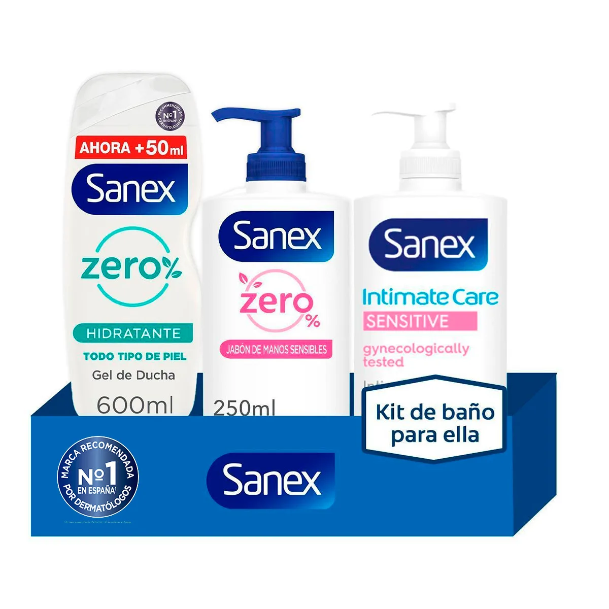 Sanex bath Kit for her, respect your skin and the environment: shower gel, liquid hand soap and intimate soap