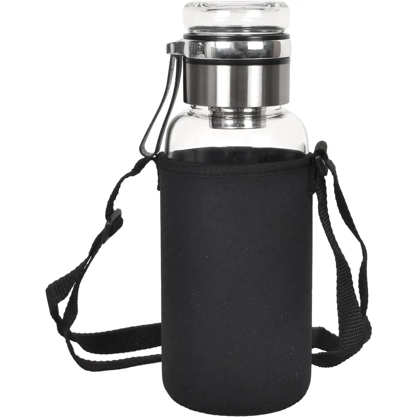 Botella de Vidrio Borosilicato 1L con Funda de Neopreno – Reutilizable, sin BPA – Para Gimnasio, Oficina, Escuela, Agua y Bebidas Deportivas