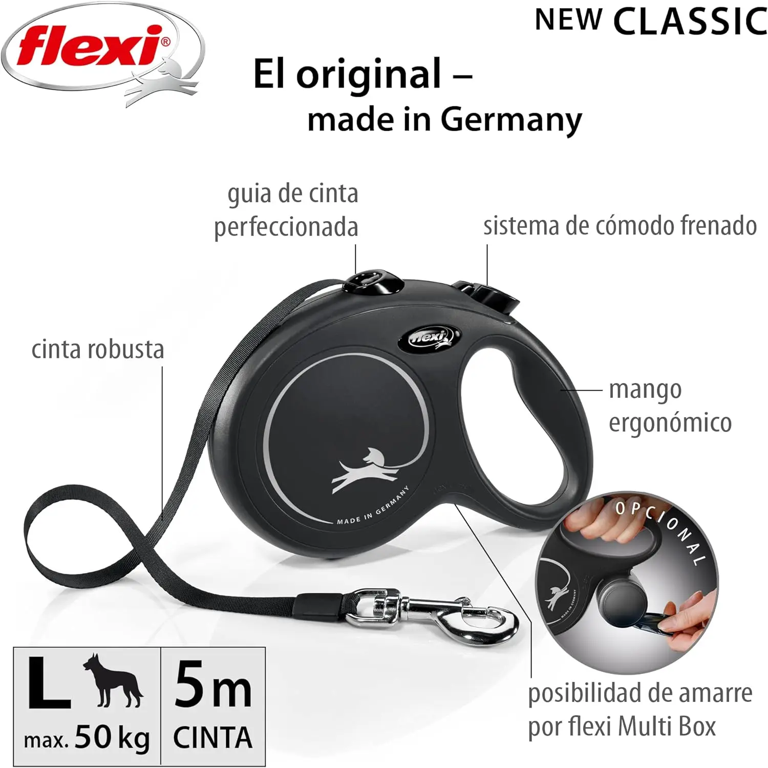 Strap FLEXI NEW CLASSIC L tape 5M Black