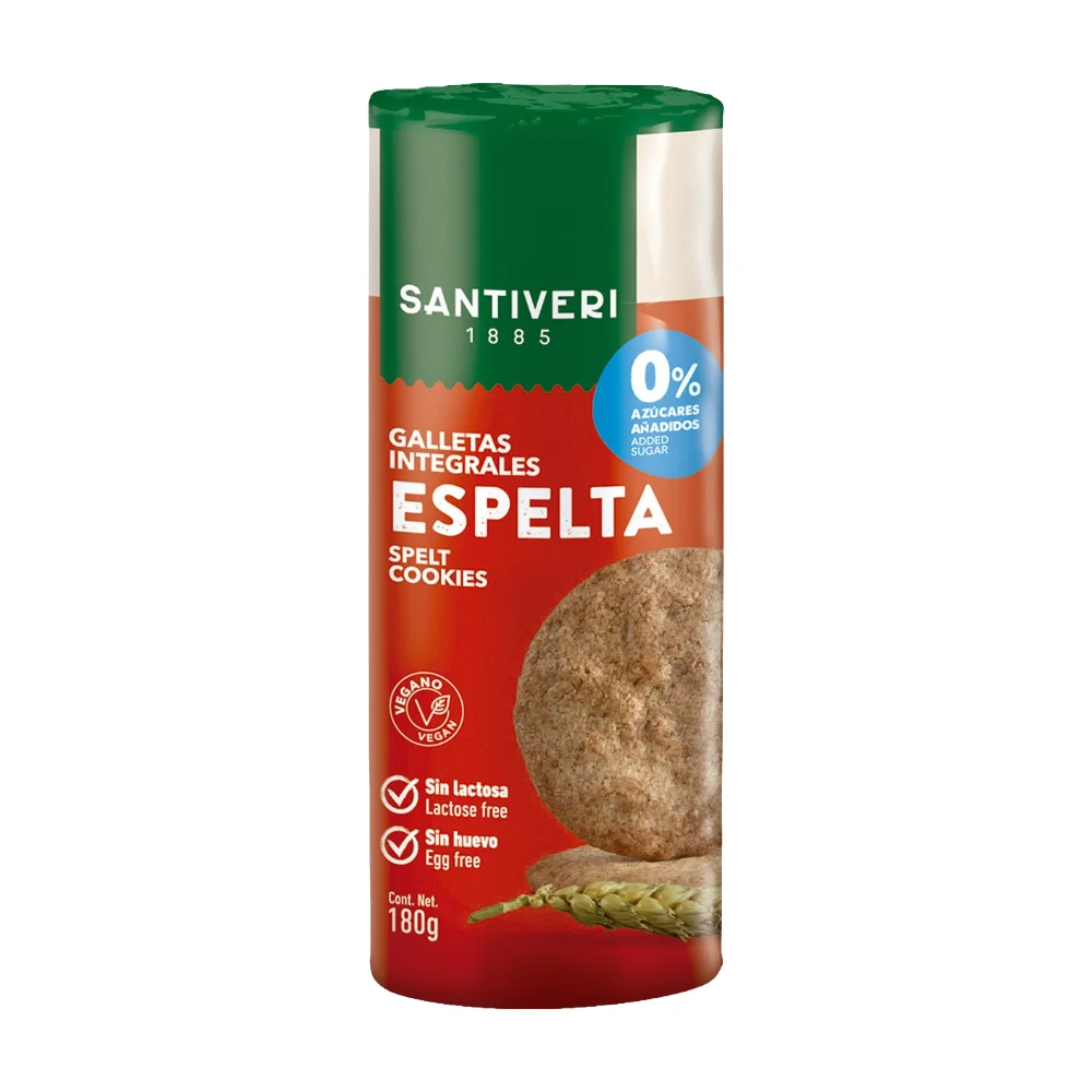 Santiveri Galletas de Espelta 180g – Sin Azúcares Añadidos, Altas en Fibra y Sin Lactosa