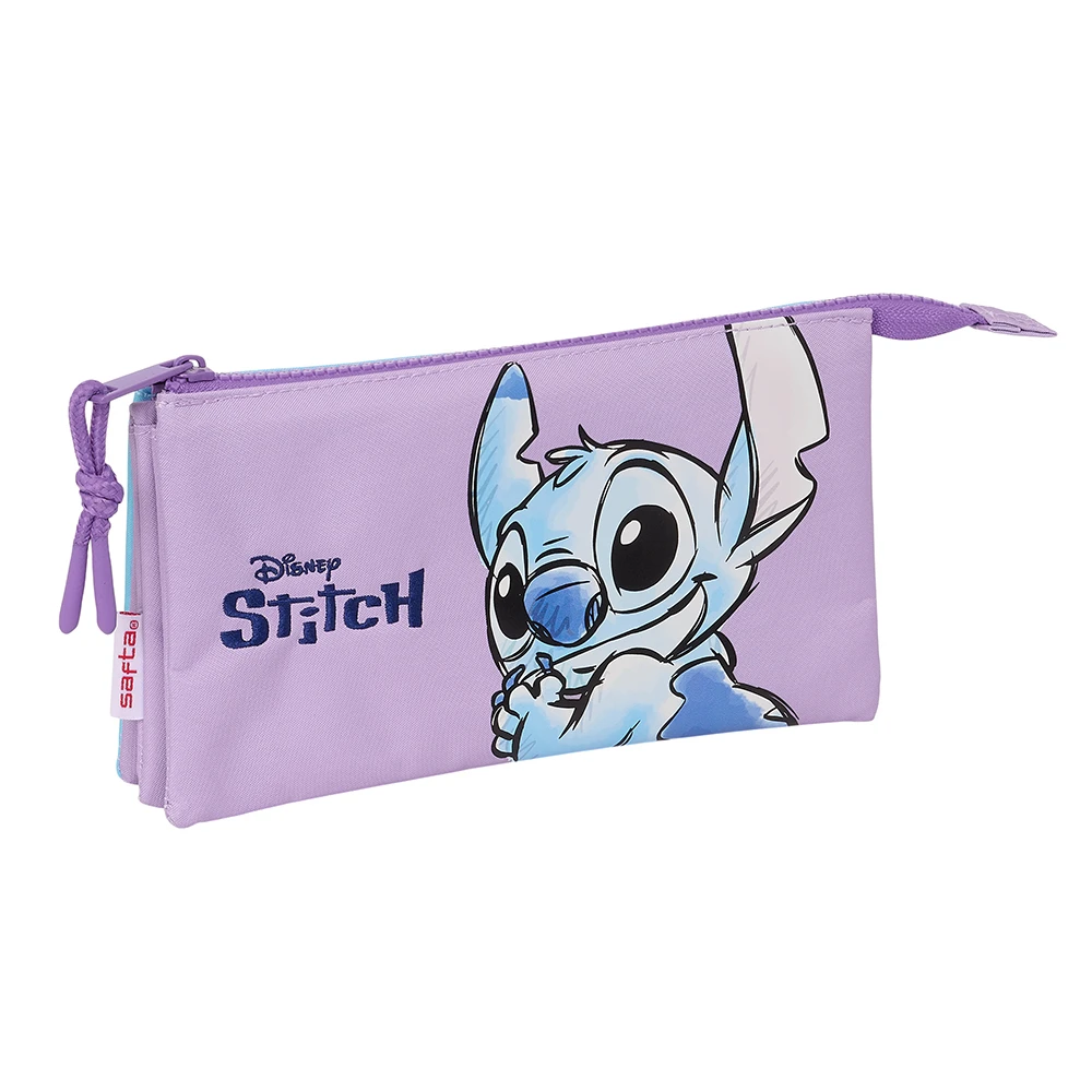 Stitch Portatodo Triple colección Sweet en Azul y Lila - Estuche Resistente con 3 Compartimentos y Garantía Safta 2024