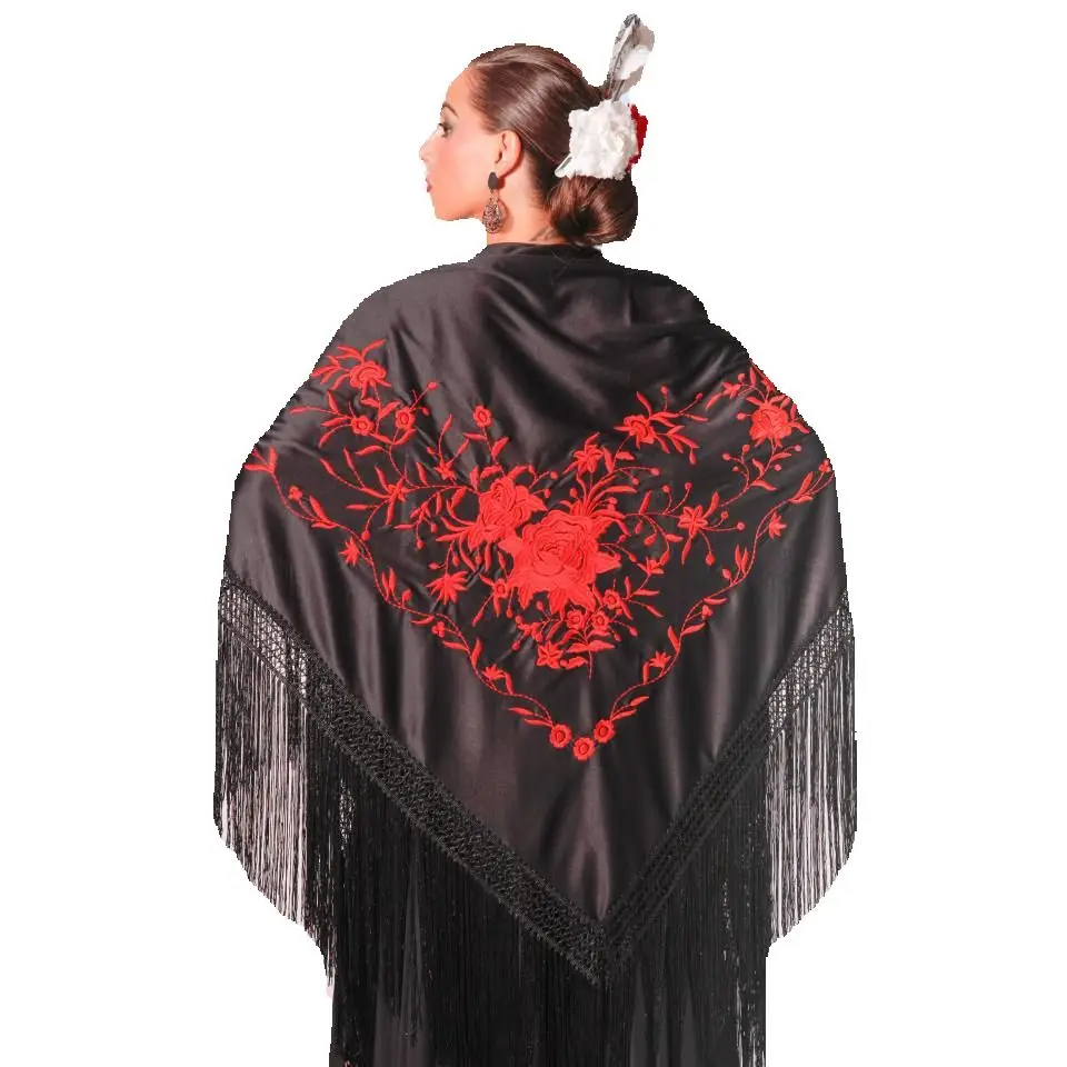 Large triangular flamenco or sevillanas shawl (195X95cm)