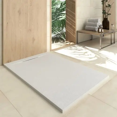 Thermiket-quartz shower tray in resin, width 80 cm. Available in various sizes and colors. Consult us (white, cream, Moka, sand, cement gray, graphite, black)