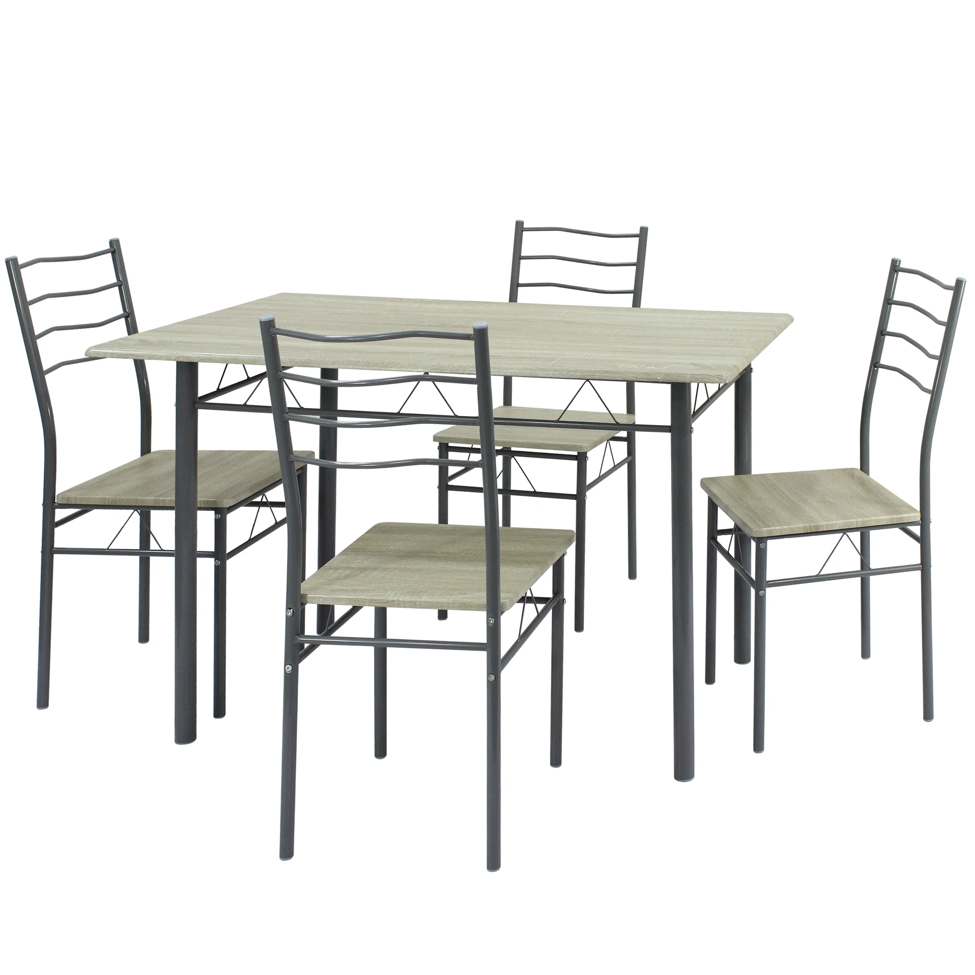 VS Venta-Stock Conjunto Mesa y 4 sillas Comedor Lima, Mesa 110 x 70 x 76 cm, Estructura metálica