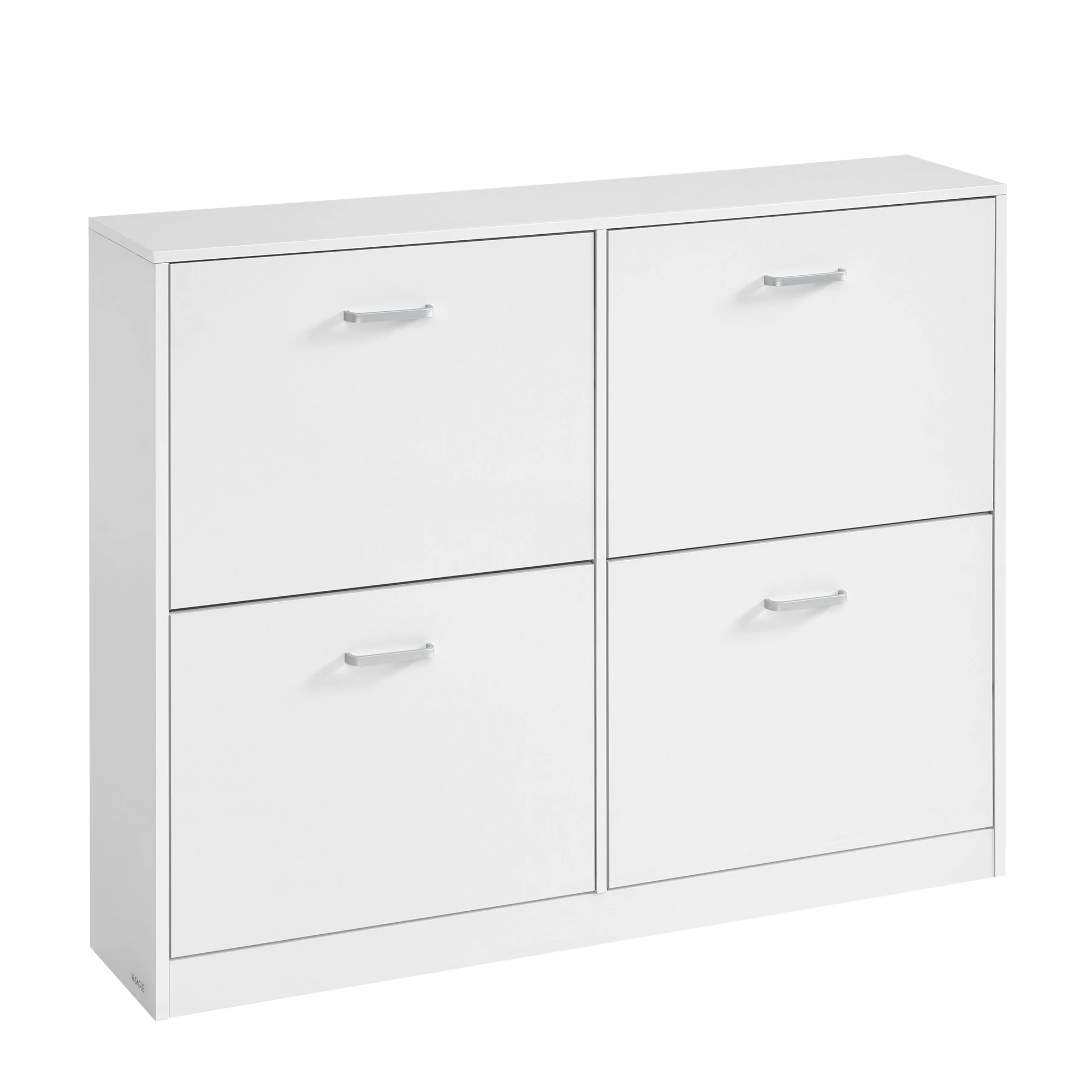 Scarpiera con 4 Ripiani, Organizer per Scarpe, Divisori Regolabili, per 16-28 Paia, Ingresso, 24 x 105,5 x 82,7 cm, Bianco Neve/Rovere Dorato