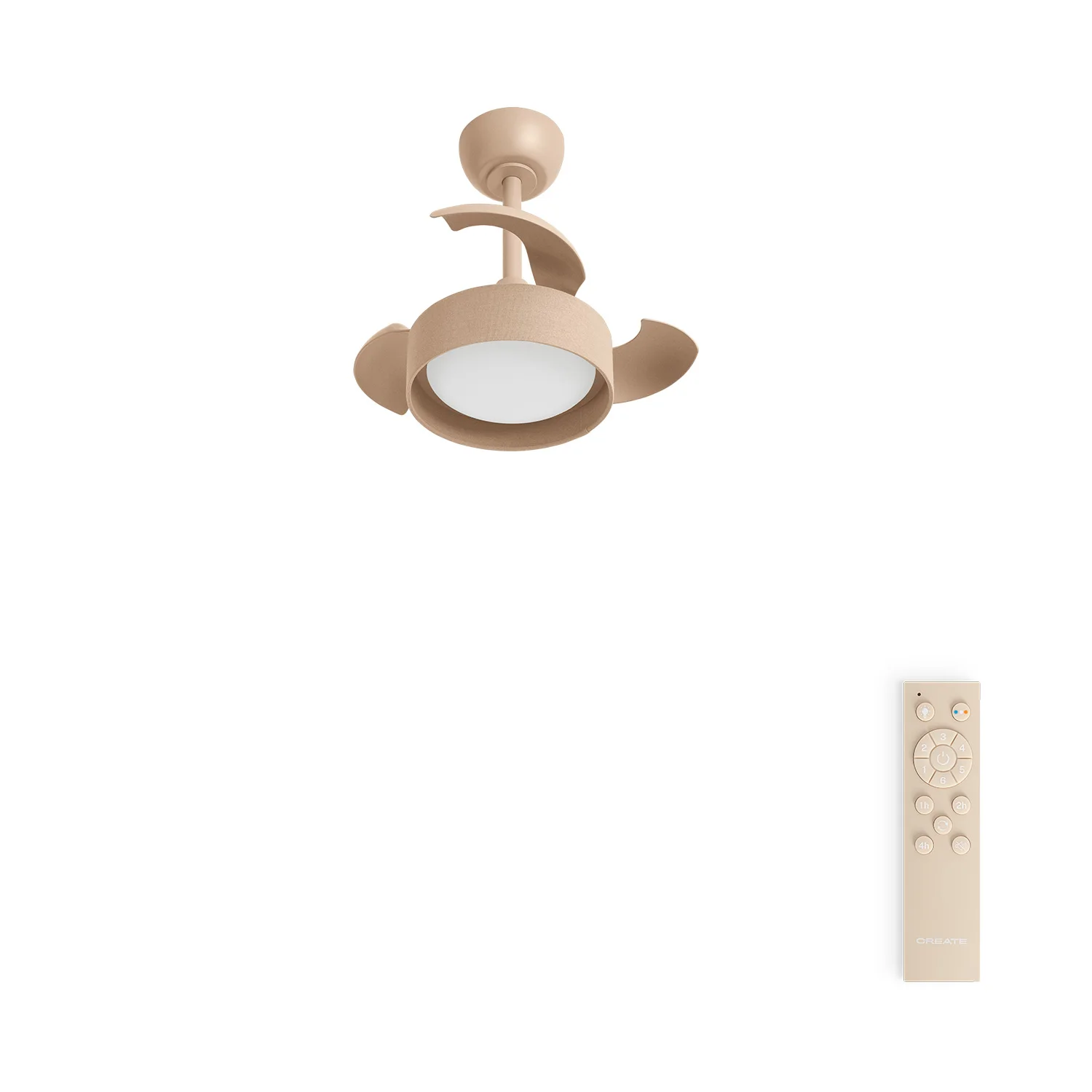 Create - 40w silent ceiling fan ø55cm retractable blades with led light - wind clear lamp