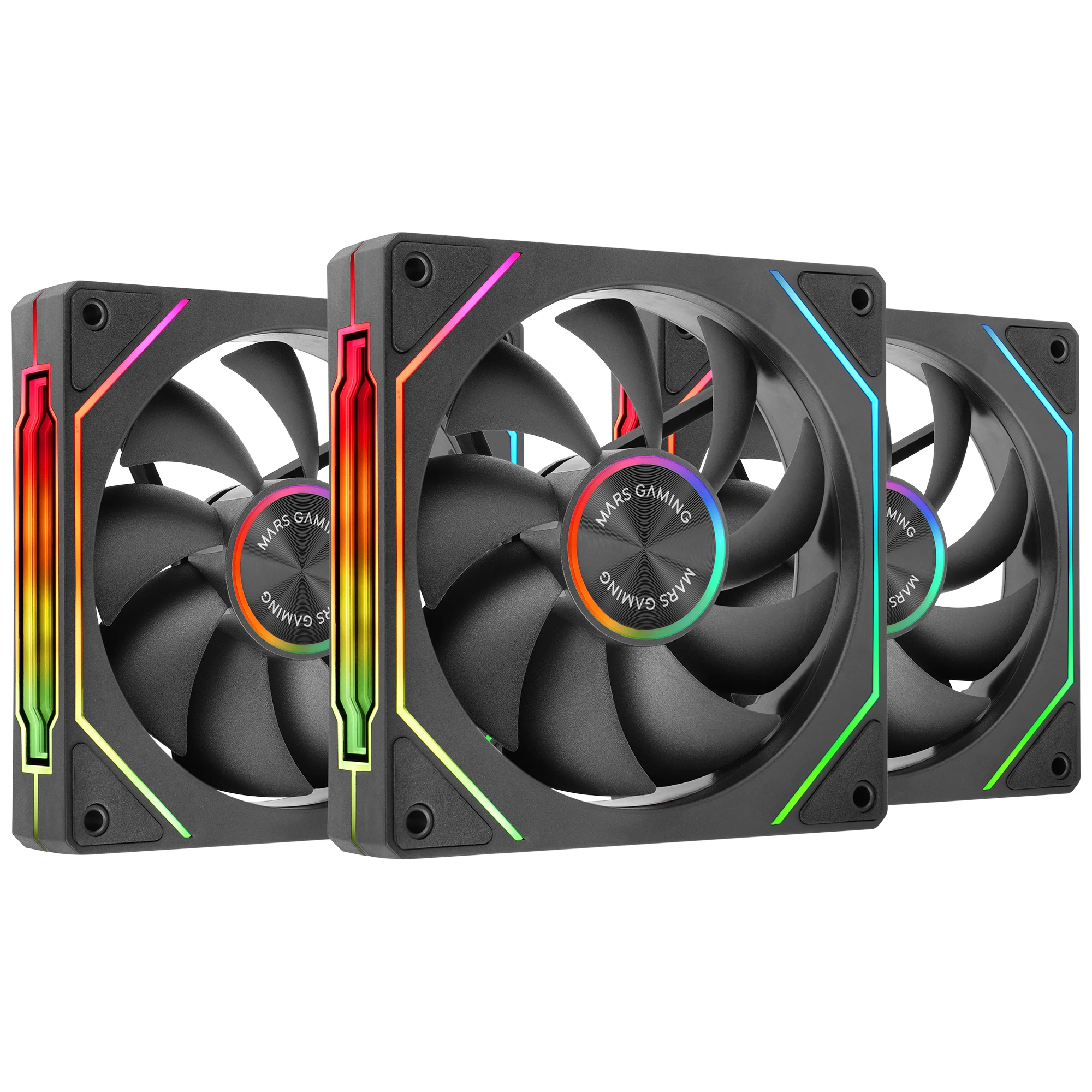 Mars Gaming MF-LINKFINITYKIT2, Kit 3x Ventiladores Modulares PWM 120mm, Iluminación ARGB Infinity Mirror, Sistema Modular LINKFINITY y Conexión Magnética, Configuración Flexible 2+1 Sin Cables, Pack