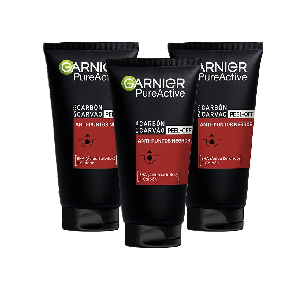 GARNIER | Mascarilla peel off anti- puntos negros desobstruye poros y elimina impurezas - 3x50ml