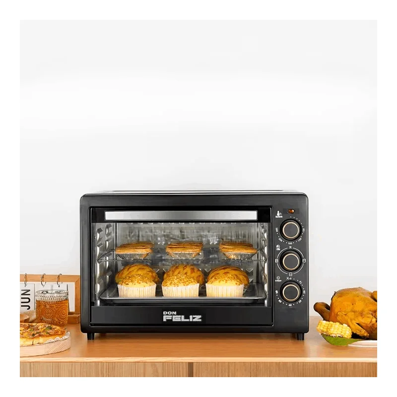 Bake&toast black tabletop oven, 22 l, power 1500 w, up to 250ºc, 3 heat modes: grill, base heat, and combined, glass door, timer 60 min