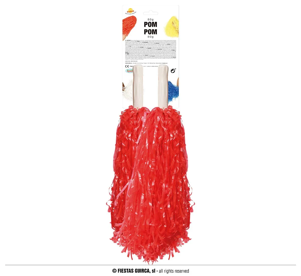 2 Pom - Pom cardboard. Of 80GR. Red Color. # Guirca # Red # cheerleader