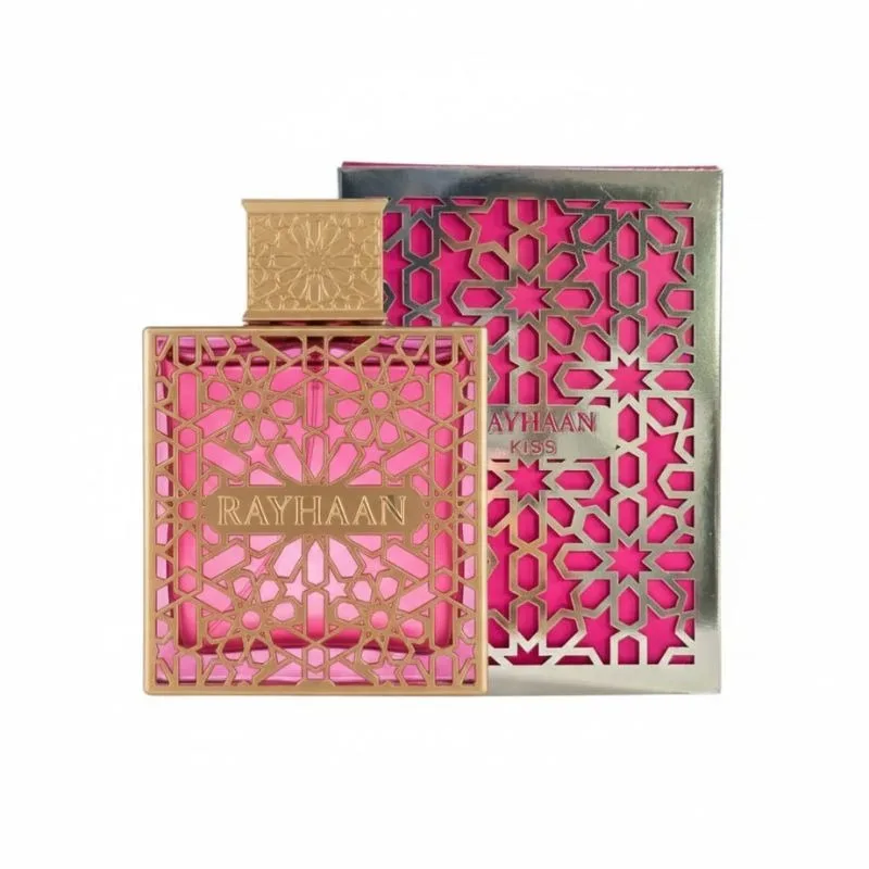 Rayhaan Kiss 100ml Eau de Parfum Mujer - Perfume Árabe Floral Frutal Gourmand | Fresa Coco Praliné Vainilla Tonka | Larga Duración