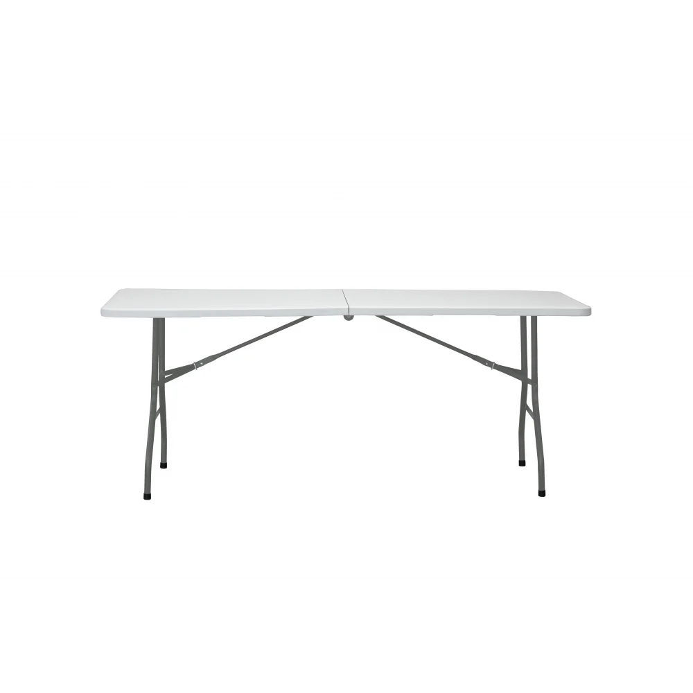 Marbueno Mesa Plegable Rectangular Resina Blanco Estructura de Acero Capacidad 6-8 personas Carga Máxima 150 kg 180X74X74 cm Catering, Jardin, Playa, Camping, Eventos y Terraza 10528