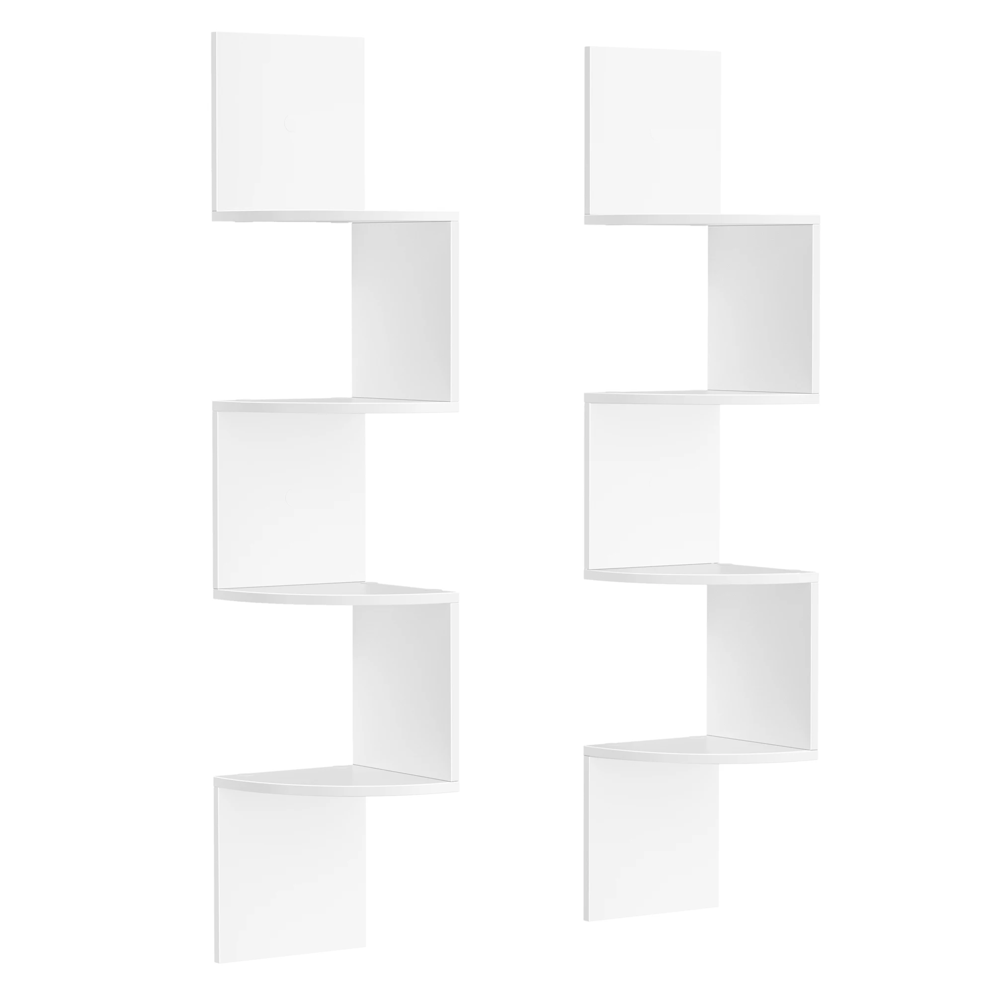 VASAGLE Set di 2, Libreria ad Angolo da Parete, Libreria ad Angolo a 4 Ripiani, per Camera da Letto, Soggiorno, Bagno, Ufficio Domestico, Bianco Nuvola