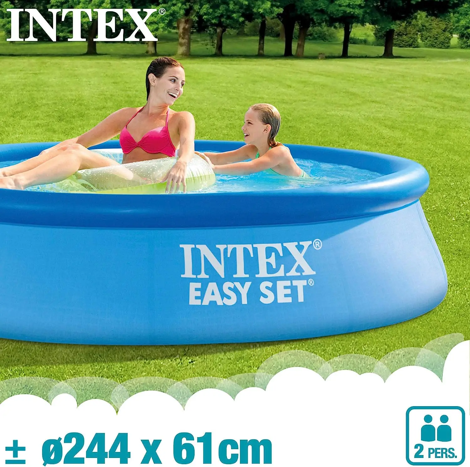 Intex 28106NP - Piscina Hinchable 244x61 cm, 1942 L 🌊 Para 2 Personas