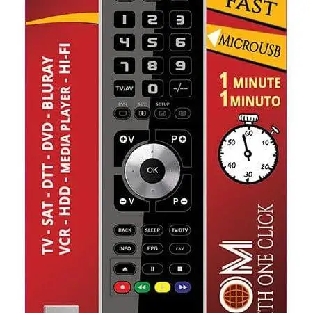 Superior Mando Universal Programable FREEDOM PC-USB 2:1 Negro para TV, DVD, Proyector, Soundbar y Media Center