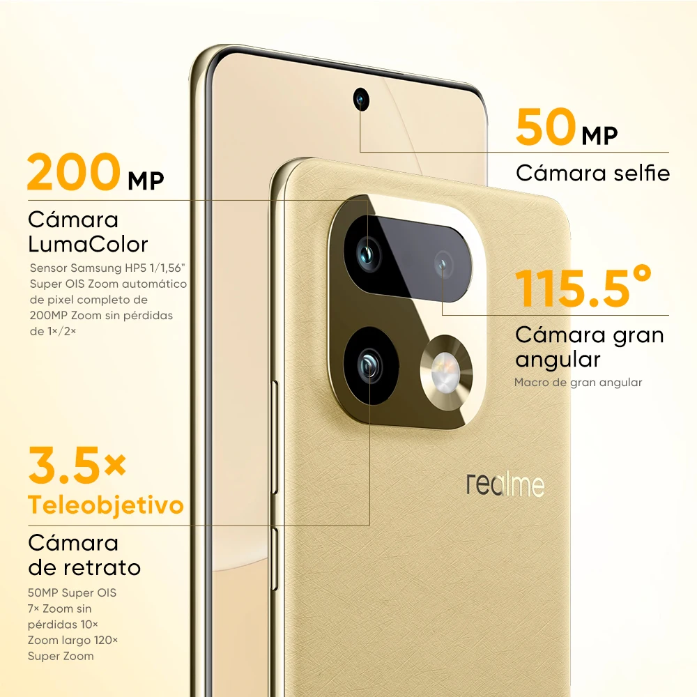 Realme 16 Pro Plus 5G teléfono Snapdragon 7 Gen 4 8GB+256GB|12GB+512GB，Batería 7000mAh 80W Carga Rápida，Cámara 200MP OIS Pantalla AMOLED 144Hz 5