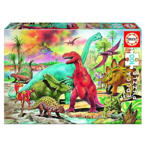 Educa Borras - Dinosaurios, Puzzle Infantil de 100 Piezas, A Partir de 6 Años, Dimensiones 40 X 28 Cm