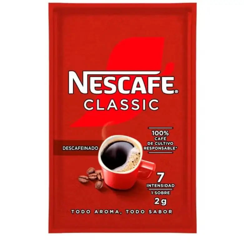 Nescafé classic soluble decaffeinated, 100 sachets 2gr