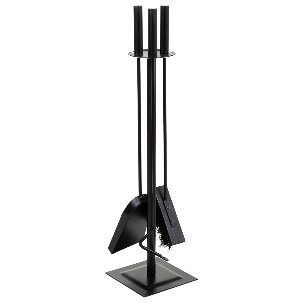 WANDERLUST DECO Set 4 herramientas de metal para la chimenea de metal negras