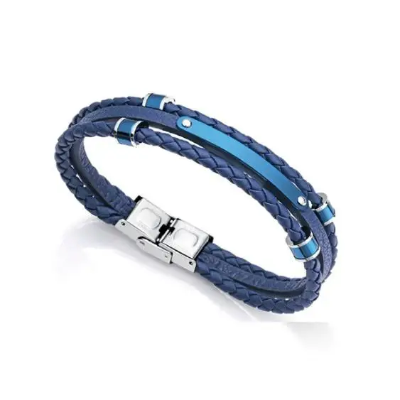 Viceroy Beat man Blue stainless steel IP leather blue bracelet