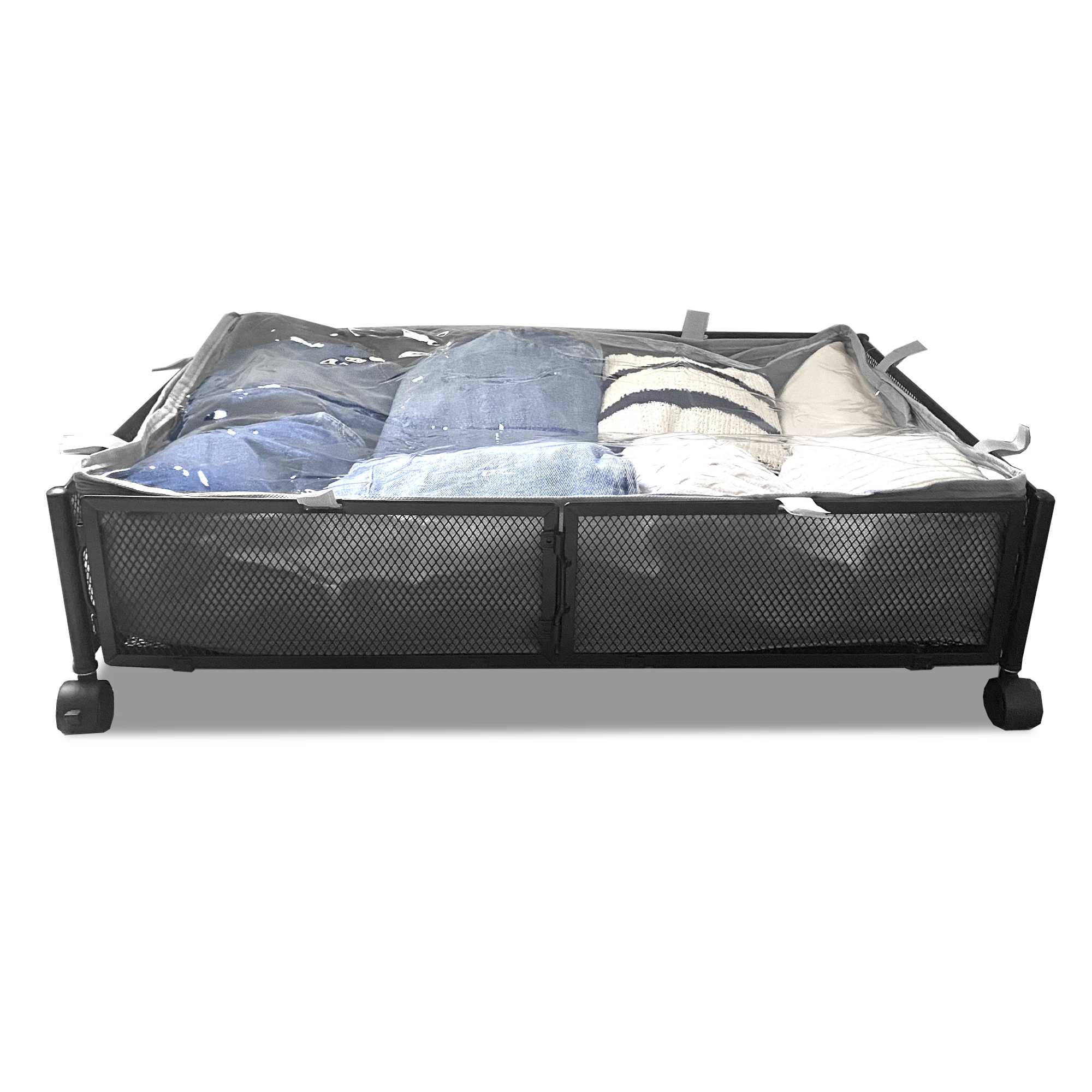 Organizador de Ropa Bajo Cama con Ruedas Nyana Home – Estructura Metálica Plegable y Resistente – Almacenamiento Práctico para Ropa, Zapatos, Mantas y Más – Diseño Compacto para Espacios Reducidos –