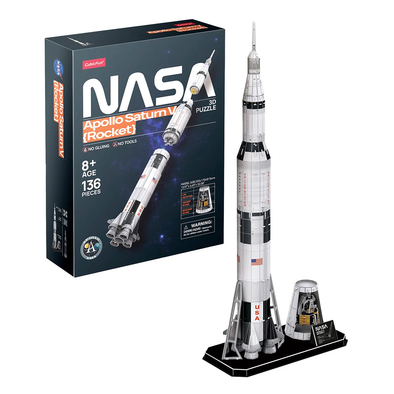 NASA Puzzle 3d Cohete Saturno V | Puzzle 3d Niños Y Adultos | Maqueta Para Montar