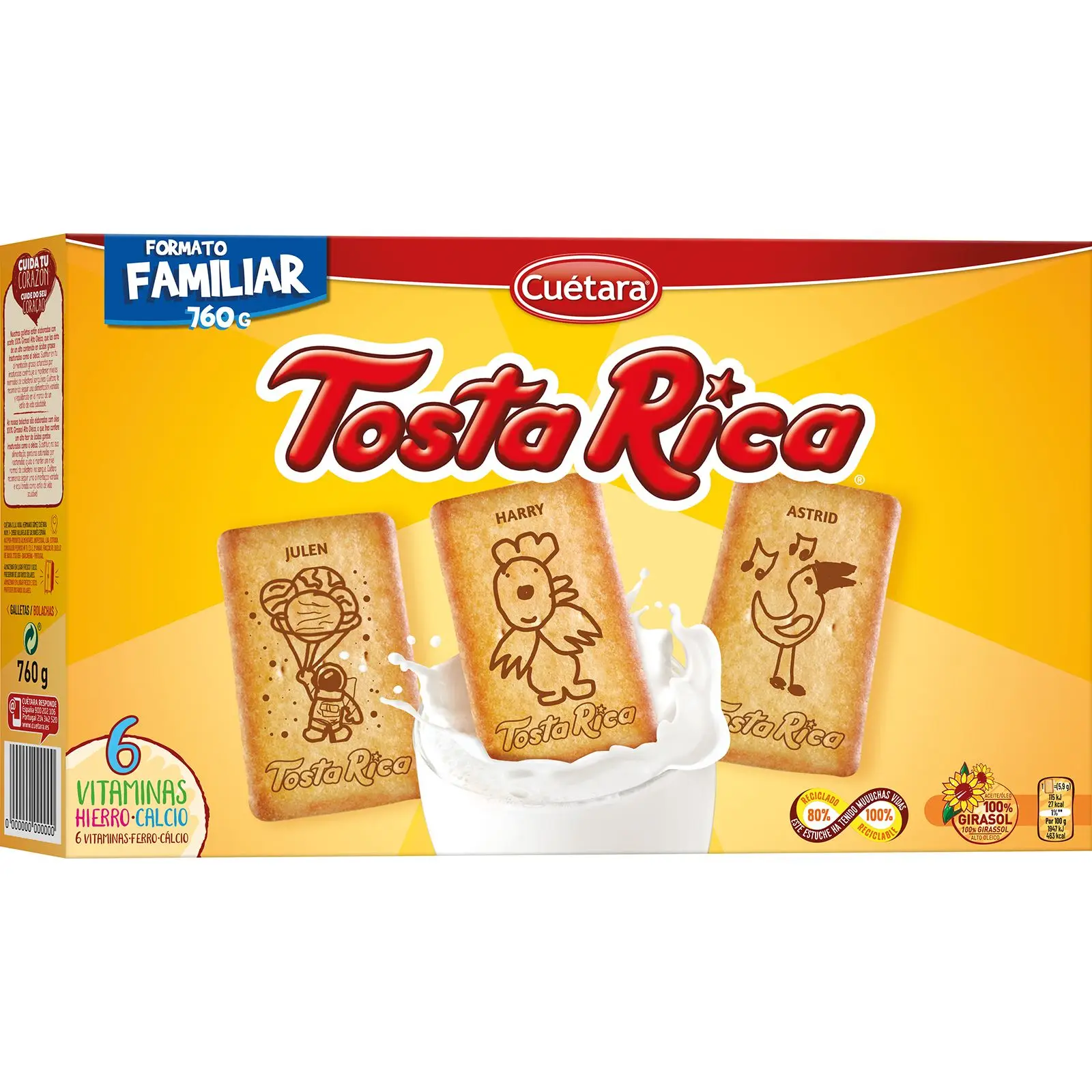 PACK de 5 - Tosta Rica Galletas formato familiar 760 gr.
