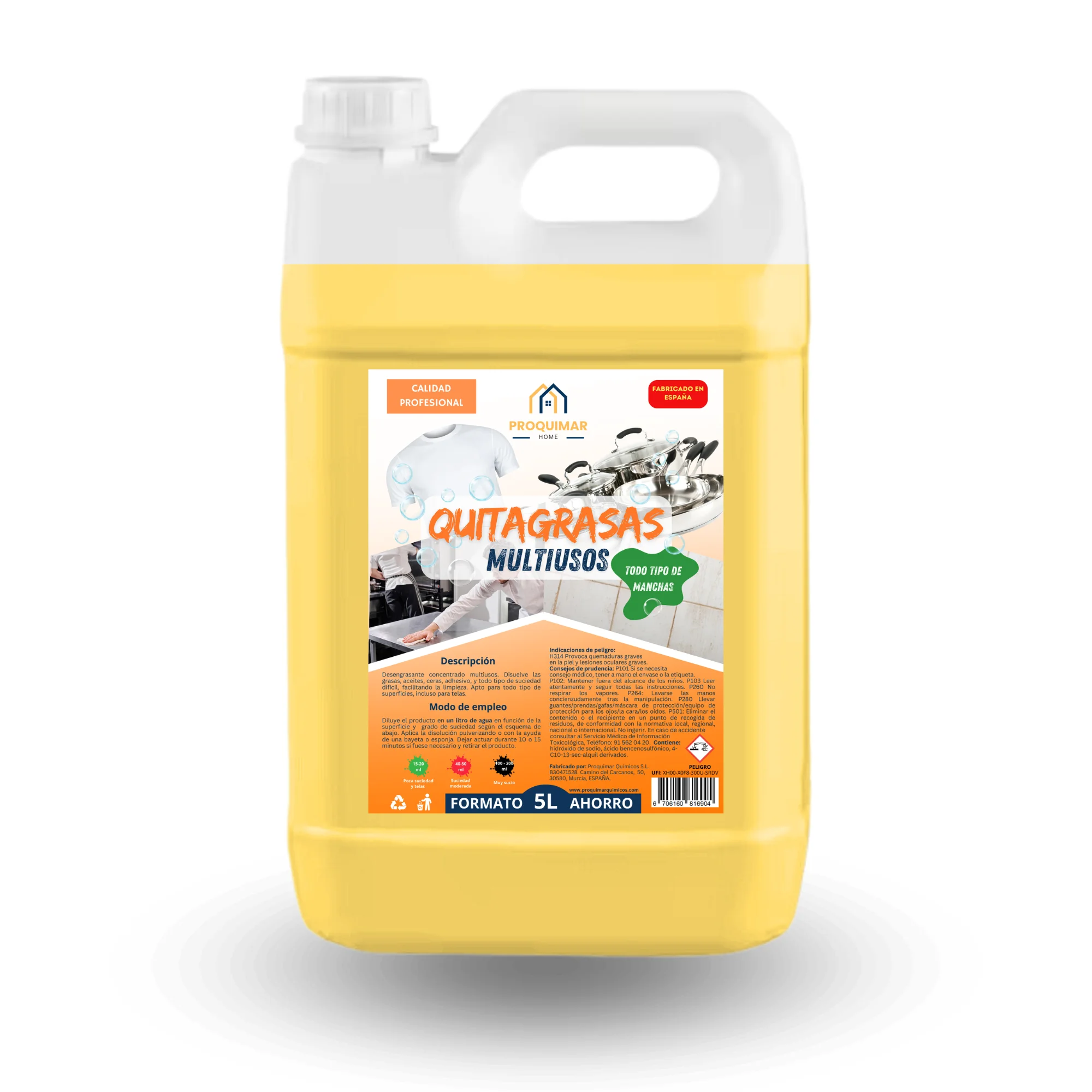 Desengrasante concentrado - uso profesional y doméstico - Extra fuerte - Formato ahorro 5 litros