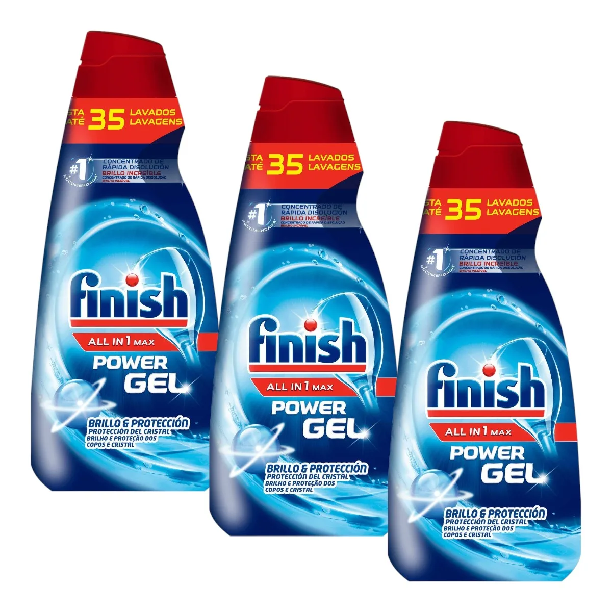 Finish All in 1 Max Power Gel Pack of 3 Scrubber detergents Dishwashing Gel-3x35 700 ml washes (Total 115 washes)-Packaging may vary