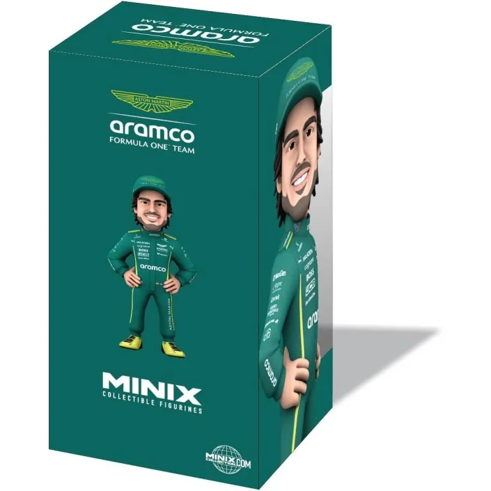 Minix formula 1 aston martin fernando alonso figure model 107 - original - collectible miniature figures for display - gift idea - official merchandise - toys for children and adults - fans