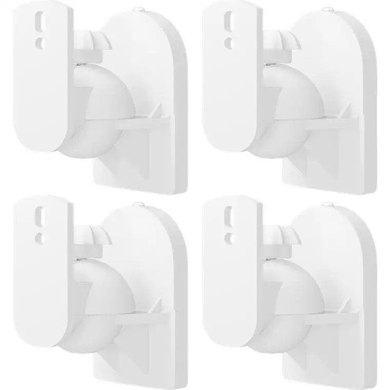goobay Soporte de pared universal para altavoces, giratorio/inclinable para altavoces de hasta 3,5 kg, 4 piezas, 49392, blanco