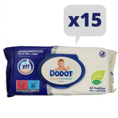 Toallitas Dodot Sensitive sin perfume Pack Ahorro 15x54