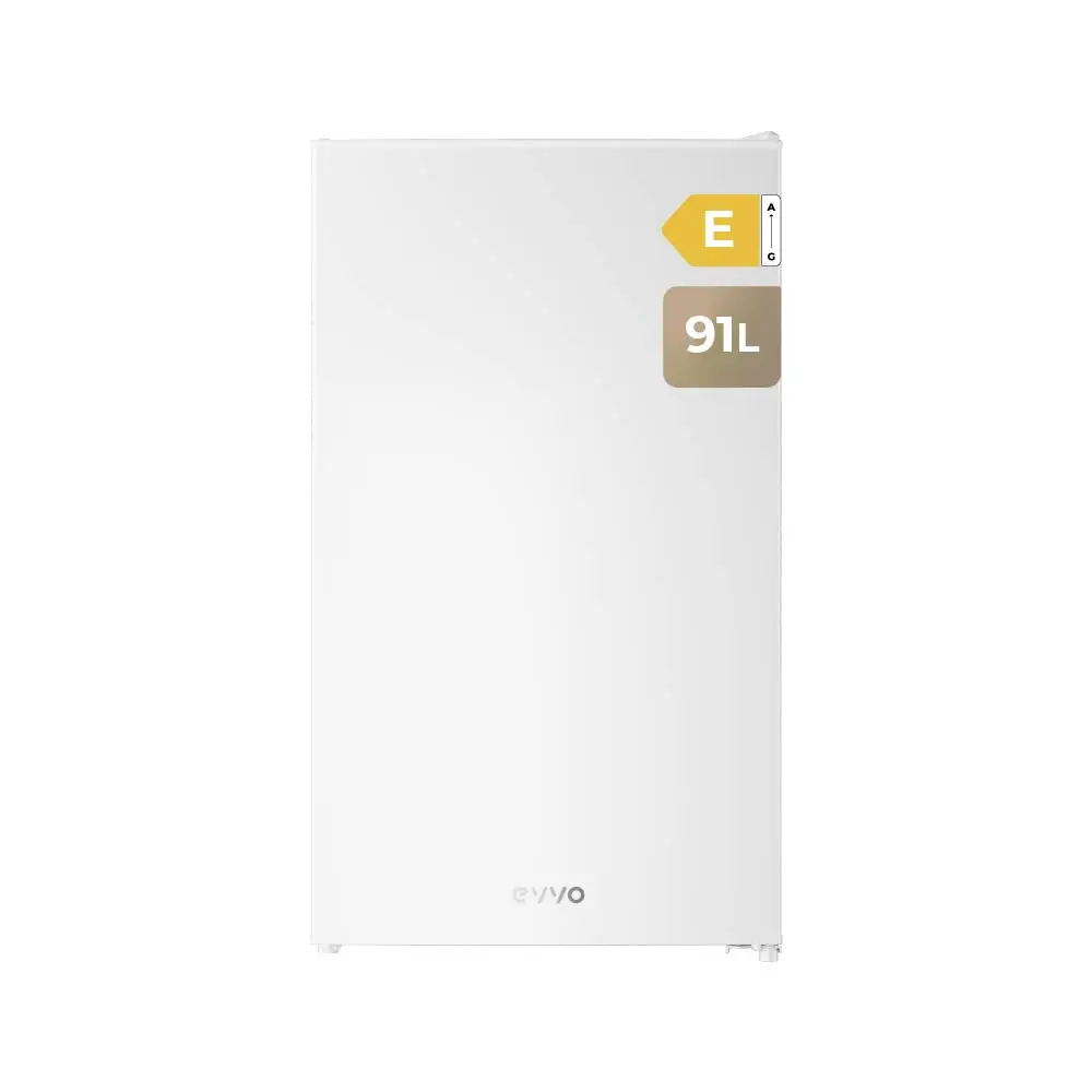Nevera Pequeña EVVO F24 de 91 Litros · Diseño Moderno en Blanco, Negro o Inox · Bajo Consumo y Congelador Integrado