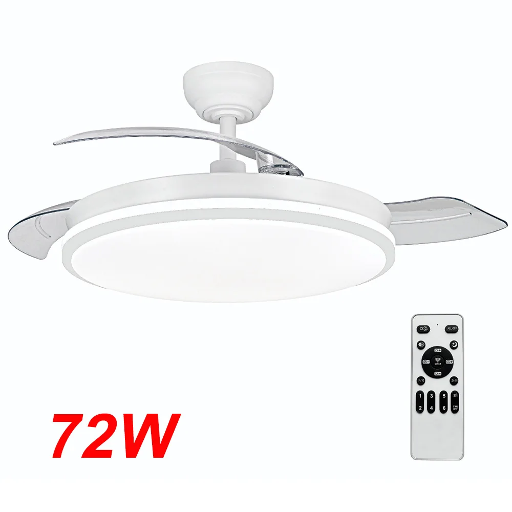 Ventilador de Techo OStark con Luz LED Retráctil 106cm, 3 Aspas, Potencia Total 72W, Sin APP, con Mando a Distancia, Temporizador, 6 Velocidades, 3 Temperaturas de Luz, Función Verano-Invierno,