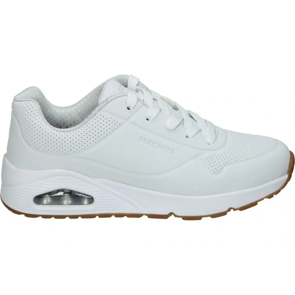 SKECHERS | Zapatillas Skechers Uno Stand On Air para Mujer – Deportivas en Color Blanco – Sneakers con Cordones – Con Cuña Media – Air Cooled Memory Foam – Casual – Cómodas y Versátiles - Modelo 403674L-WHT