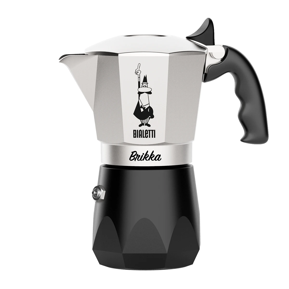 Bialetti Brikka Cafetera Italiana de 4 Tazas (170 ml) para Espresso con Cremoso Intenso, Compatible con Cocina de Gas y Eléctrica - Aluminio Negro