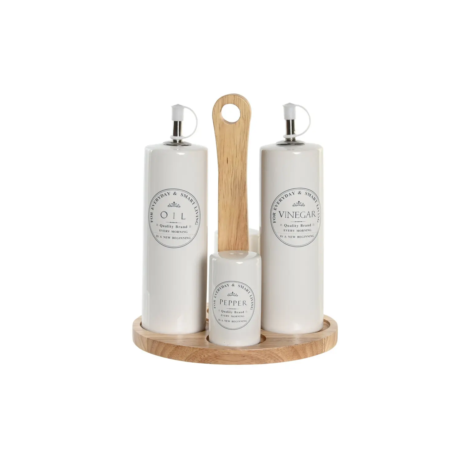Aceitera vinagrera set 4 gres madera 18x15x22 El mejor complemento para tu hogar.