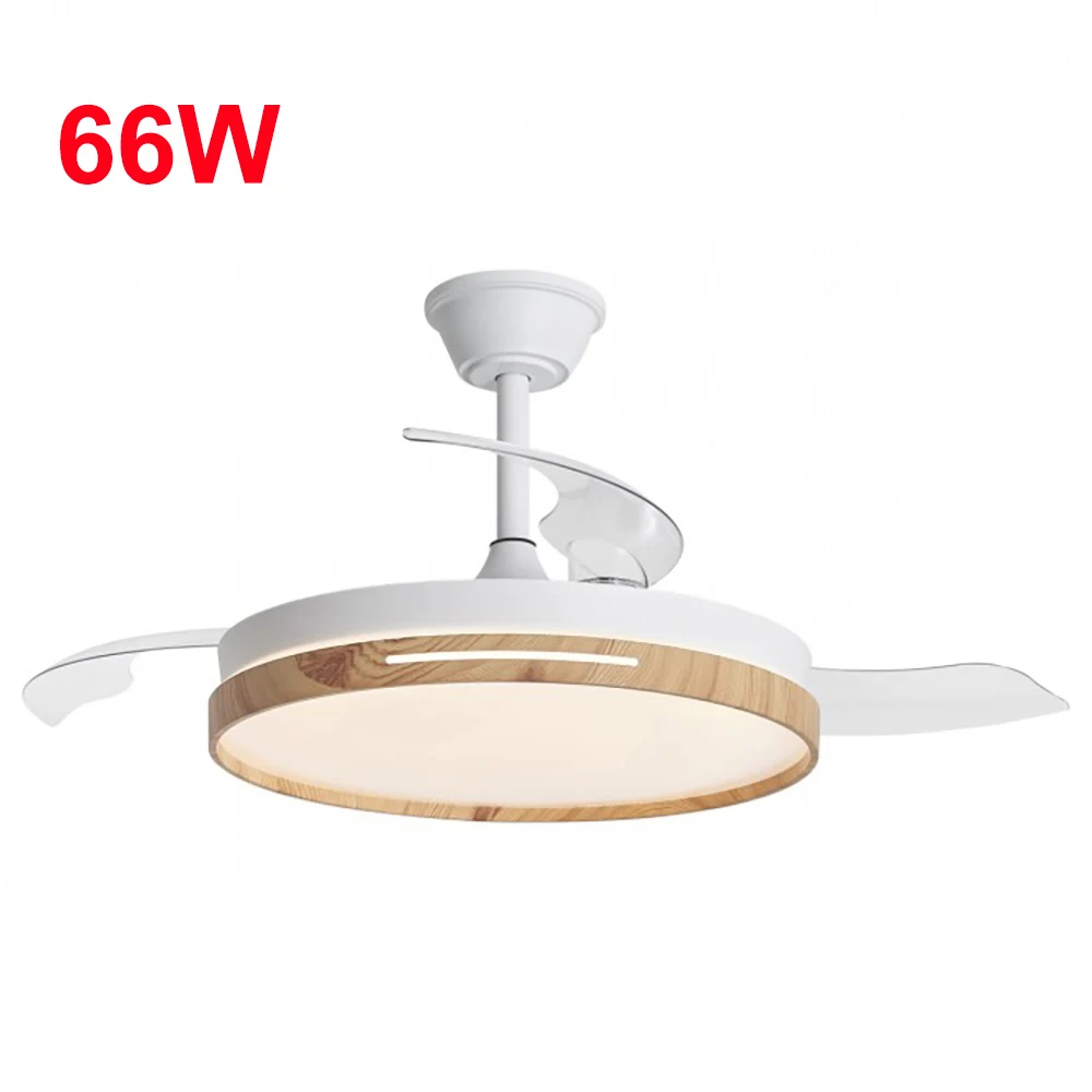 66W Ventilador de Techo Retráctil LED para Confort Todo el Año, Aspas que se Recogen, Luz Ajustable 3CCT, 6 Velocidades, Mando a Distancia, Funcion Silencioso, Ideal para Interiores