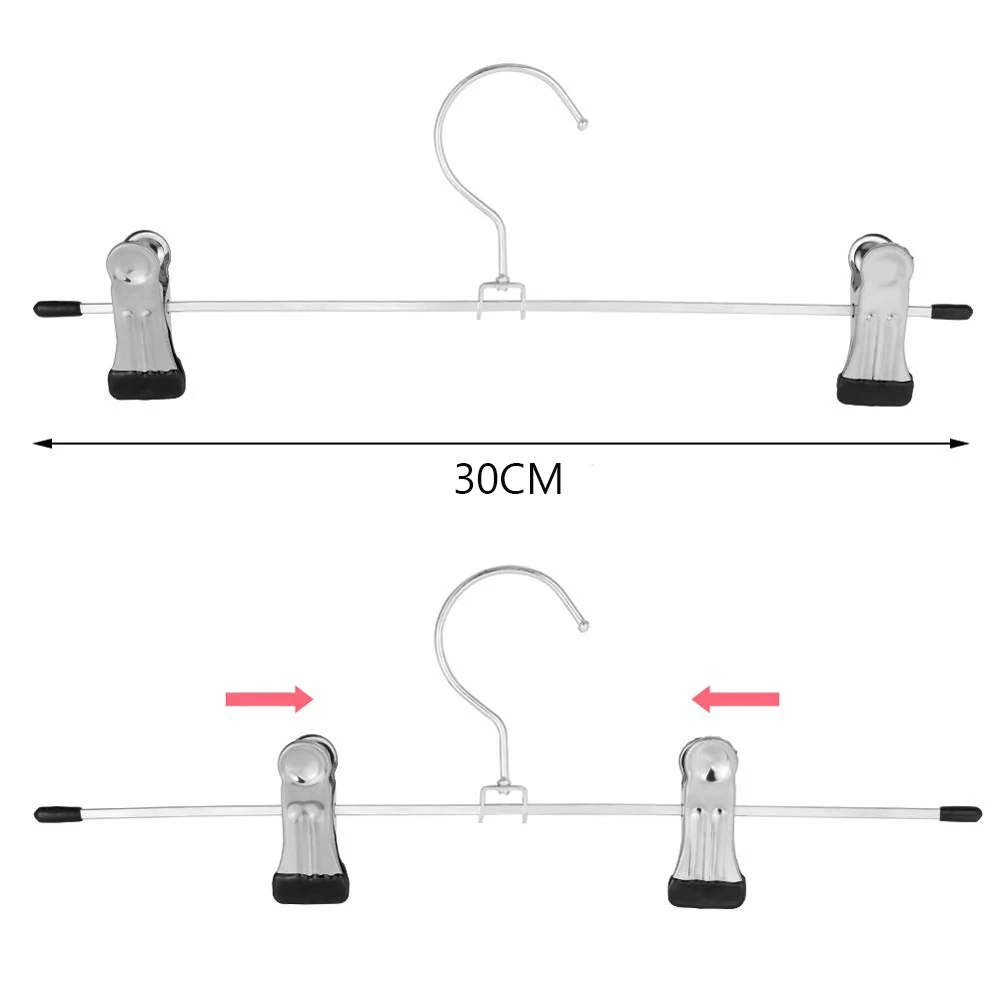 Metal Pants Hangers with 360° Hook, Space-Saving Set of 10 Non-Slip Clothes Hangers for Dresses and Skirts, Durable Steel Clip Design Ideal for Organizing Wardrobe