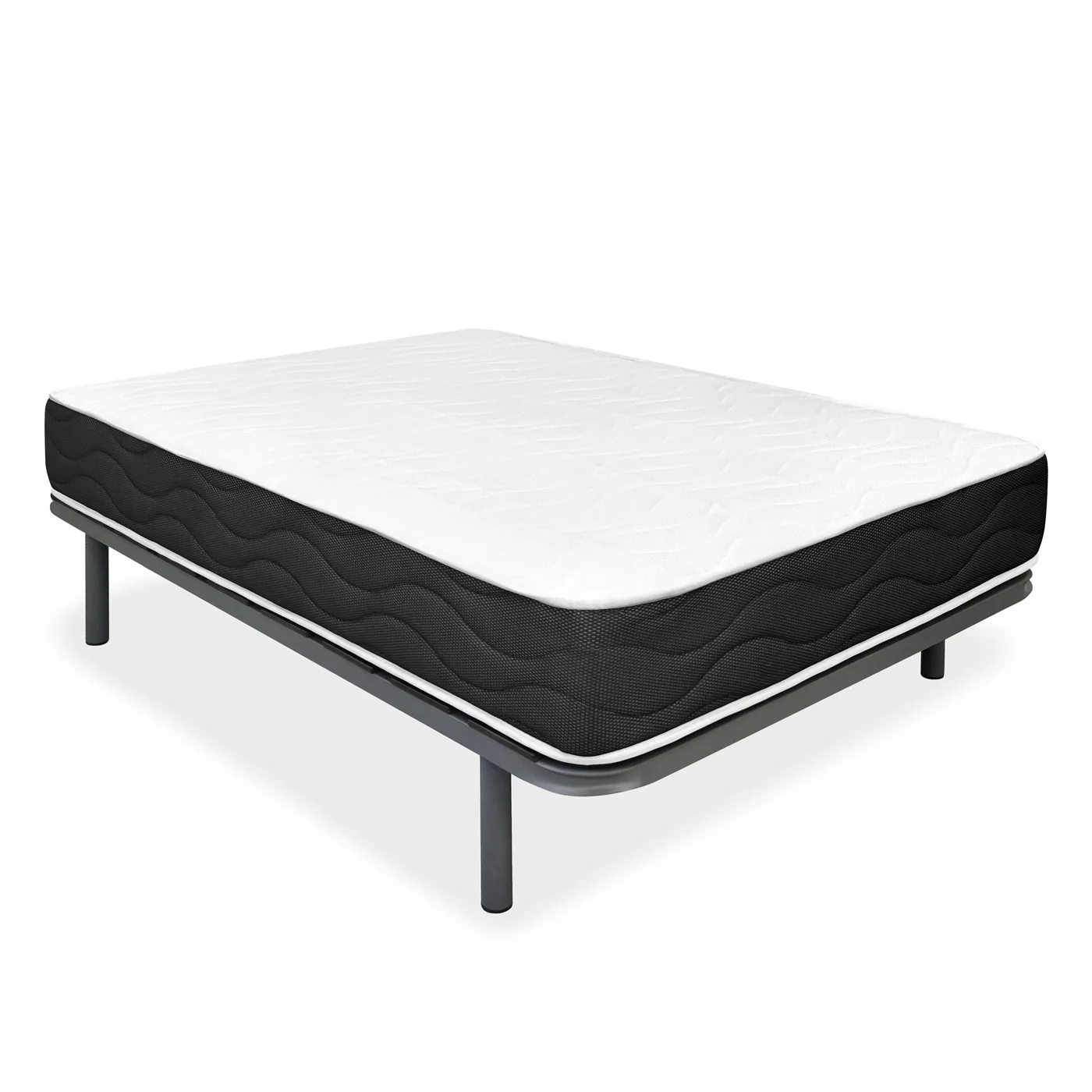 Duérmete Online - Pack de Colchón viscoblack viscoelástico + Somier de laminas reforzadas , patas incluidas (4 O 6 PATAS) (ENVIO CON SUBIDA A DOMICILIO INCLUIDO) Fabricado en España
