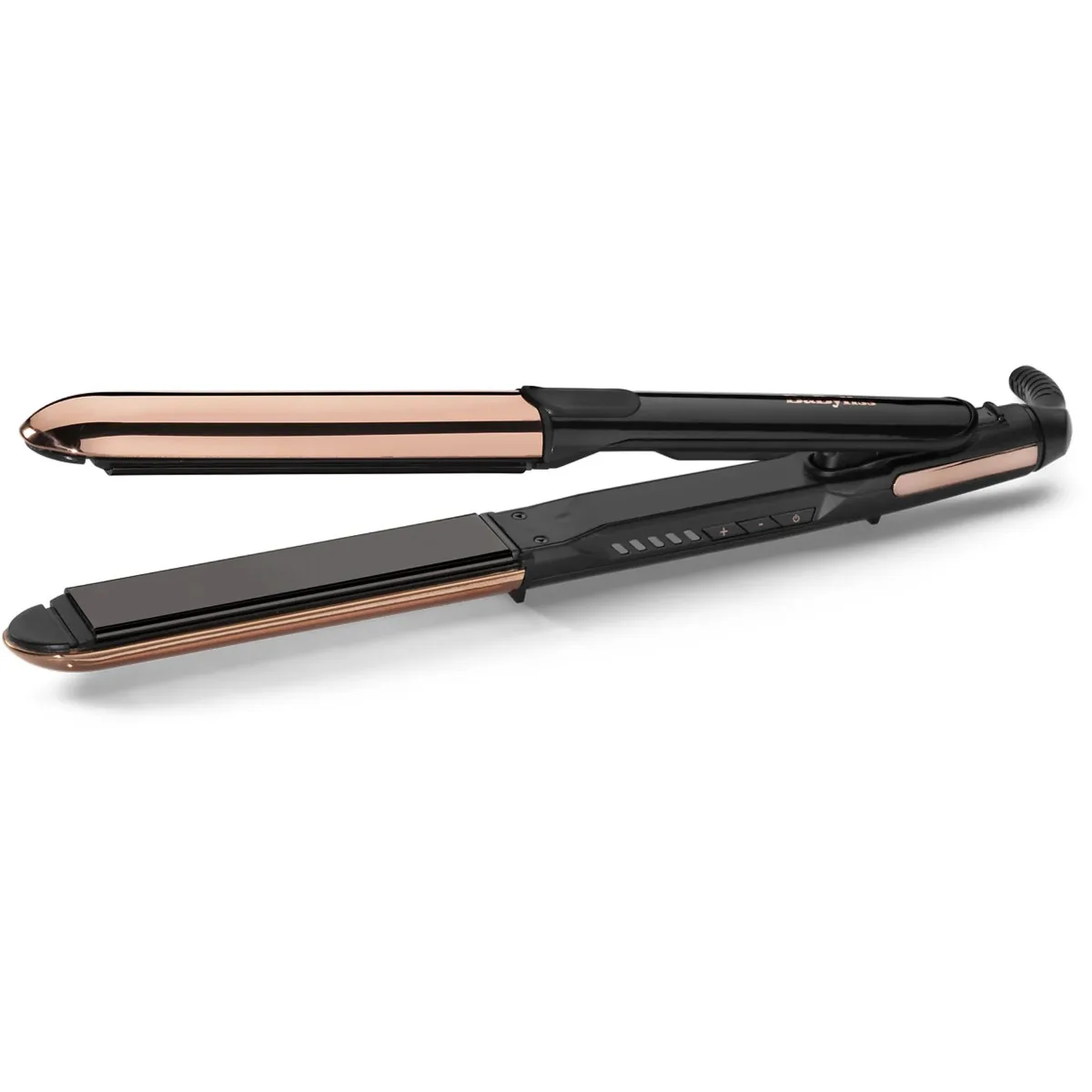 Plancha de pelo - Babyliss Straight & Curl Brilliance, Alisa y ondula, Placas de titanio 28mm, Iónica, 5 temperaturas hasta 230 ° C, ST484E