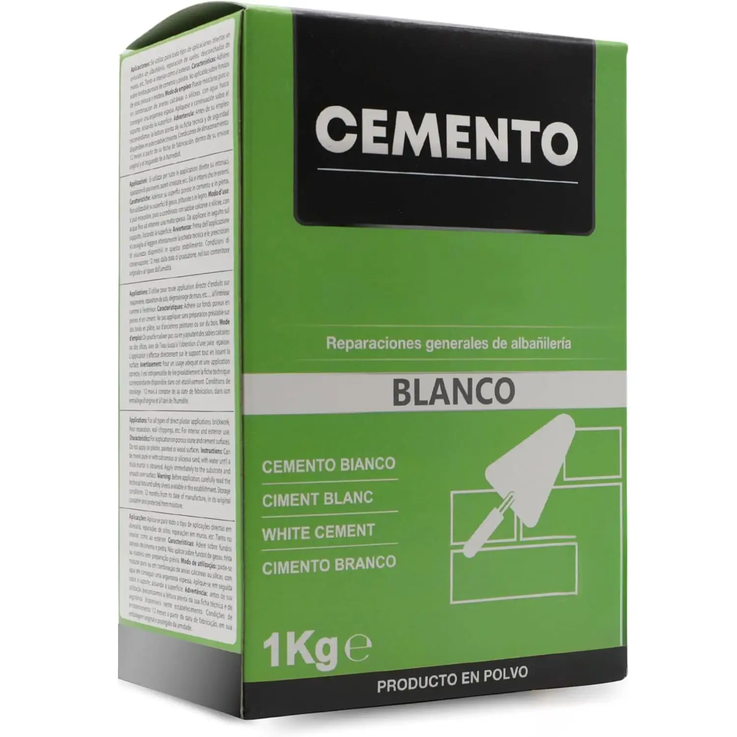 Pack 2 Cemento en Polvo 1 Kg Gris o Blanco / Mortero 1 Kg – Preparado para Reparaciones y Obras – Alta Resistencia y Fácil Mezcla – Uso Interior y Exterior – Ideal para Albañilería, Bricolaje y Pequeñas Reformas