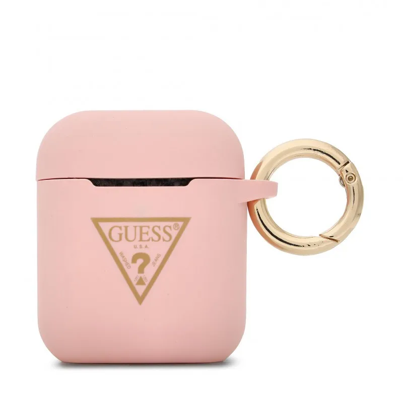 Guess silicone triangle case for apple airpods 1 airpods 2 pink - Product Main Image