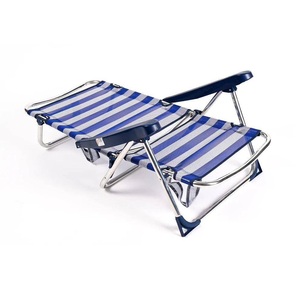 CM-aluminum folding beach chair-maximum supported weight 110KG-fibeline-blue and white stripes