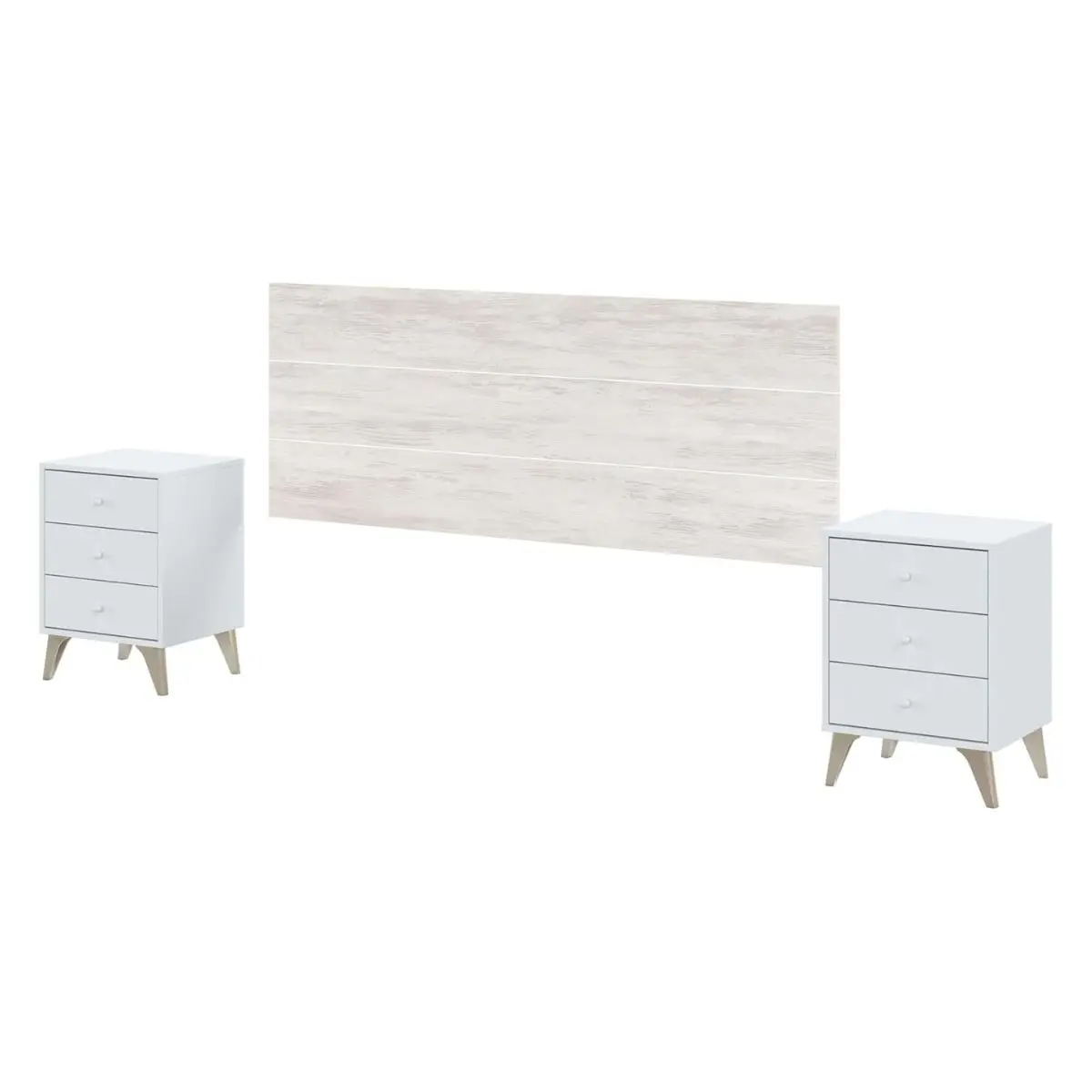 Conjunto cabecero y 2 mesitas Sweet para camas de 135-150 cm blanco velho/artik