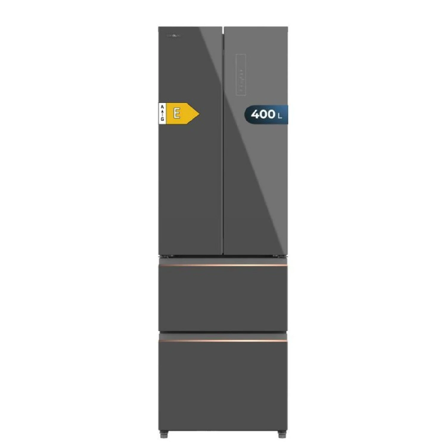 Cecotec Frigorífico puerta francesa Bolero CoolMarket Combi F2D 400 Grey Glass E