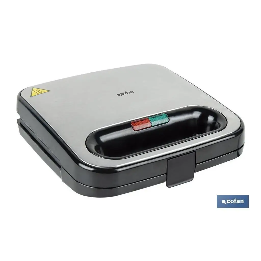 Sandwichera color acero /negra 750w 23.7 x 23.3 x 8 cm