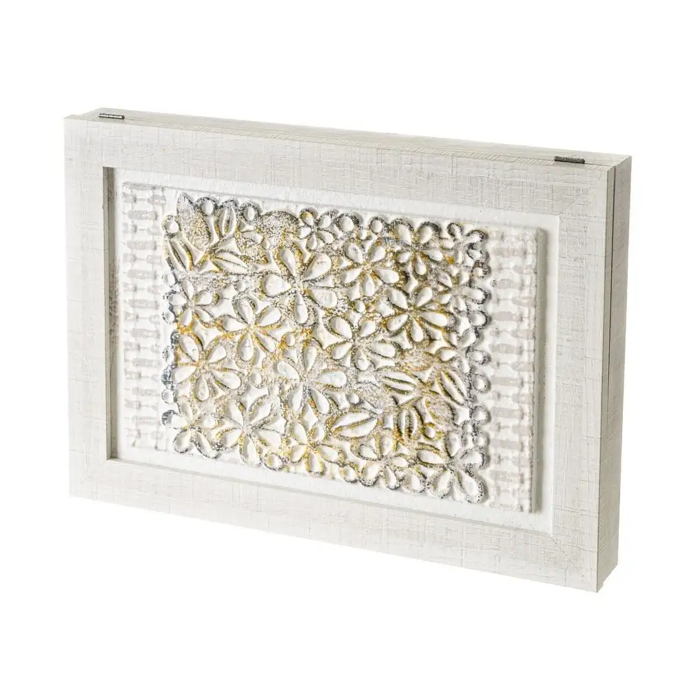 Tapa contador luz o cuadro eléctrico de flores pintado a mano sobre lienzo blanco de 50x6x35 cm LOLAhome