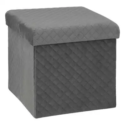 Factory Cuadros - Puf Plegable de Terciopelo Gris 31 X 31 Cm