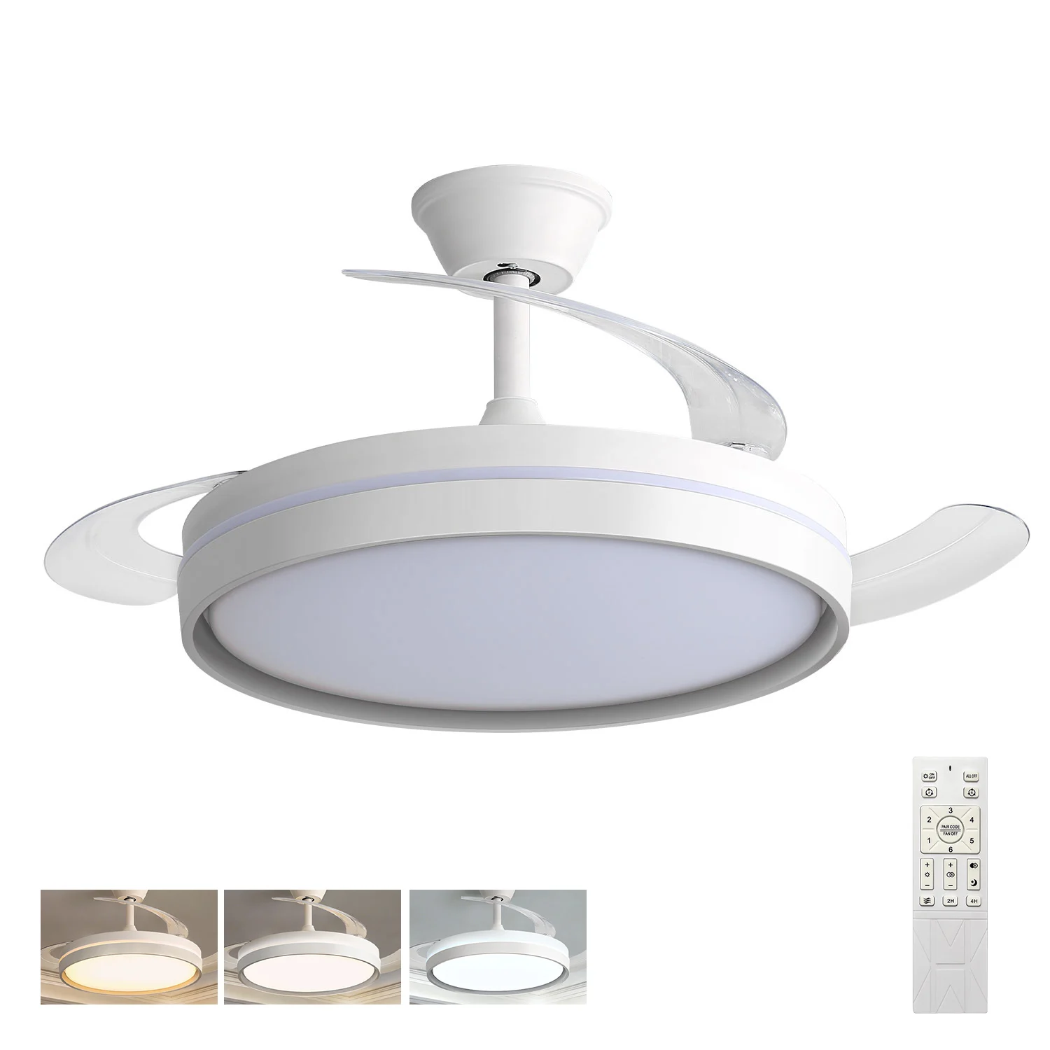 Ventilador de techo LED reversible | Motor DC 30 W, 6 velocidades, 38 dB 🎐